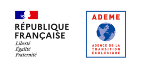 Logo Ademe (Agence de la transition écologique), République française (Liberté, Égalité, Fraternité)